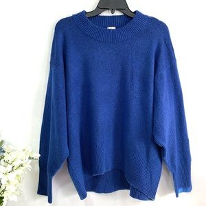 NWOT A New Day Women's Blue Long Wide Sleeve Pullover Sweater